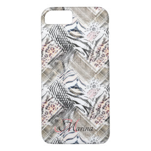 African, combined, leather, tiger, personalised Case-Mate iPhone case