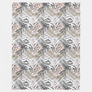 African, combo, leather, tiger, Jaguar, spotted, s Fleece Blanket