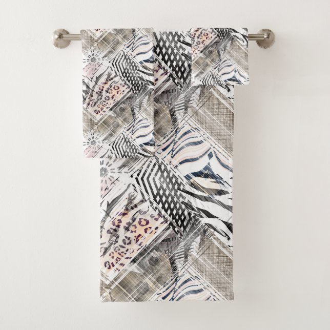 African, combo, skin, tiger, Jaguar, spotted Bath Towel Set (Insitu)