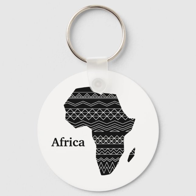 African Continent Black and White Design Key Ring (Front)