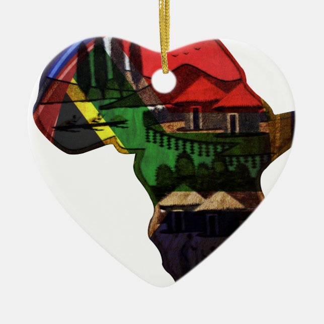 African continent ceramic tree decoration (Front)