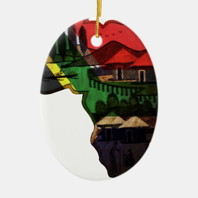 African continent ceramic tree decoration (Front)
