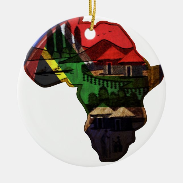 African continent ceramic tree decoration (Front)