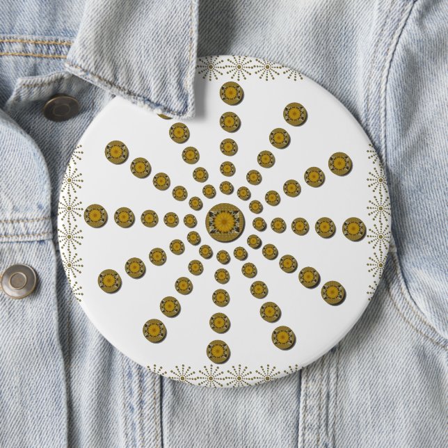 African Cool Sunflower Polka Dot Art Print Design 6 Cm Round Badge (In Situ)