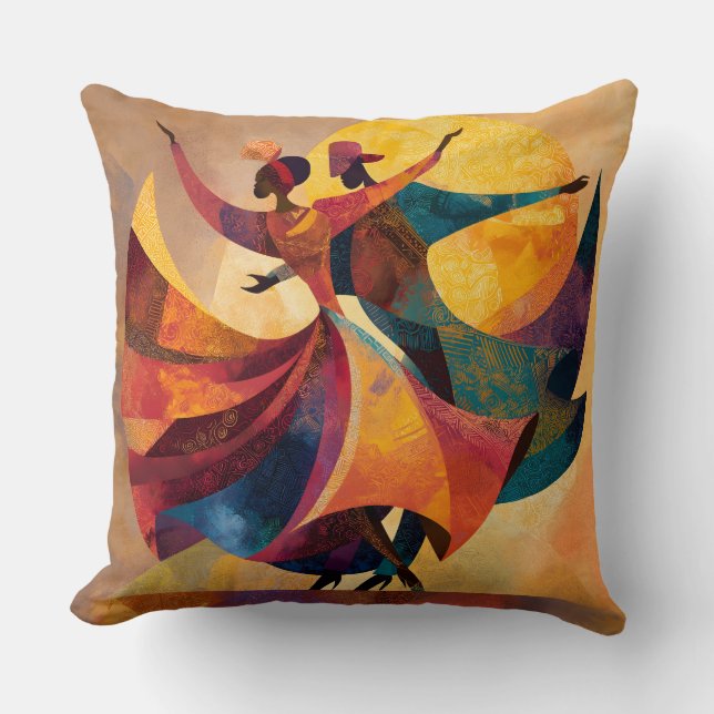 African Couple Dance Art Cushion (Front)