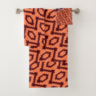 African Cream Chocolate Minimal Pattern Bath Towel Set