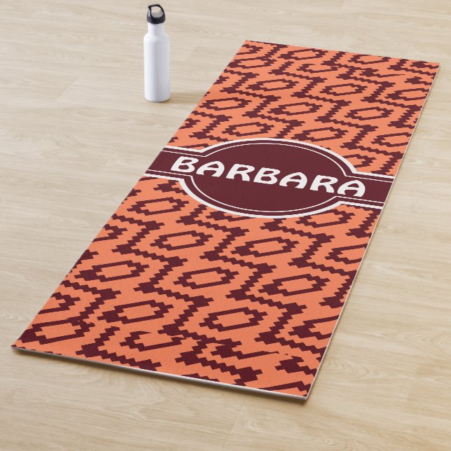 African Cream Chocolate Minimal Pattern Yoga Mat (In Situ)