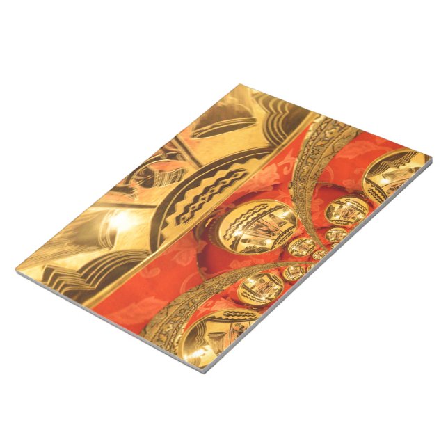 African Cultural Art: Rich Golden Red Design Notepad (Angled)
