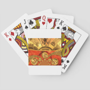 African Cultural Art: Rich Golden Red Design Playing Cards