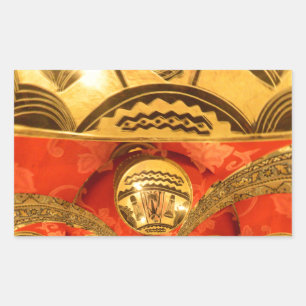 African Cultural Art: Rich Golden Red Design Rectangular Sticker