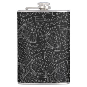 African Culture Black and White Hip Flask