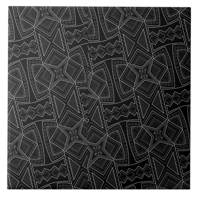 African Culture Black and White  Tile (Front)
