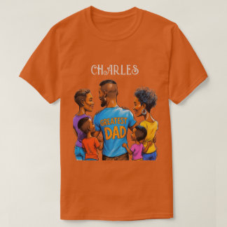 African Dad with Wife and kids Caricatures T-Shirt