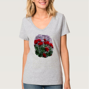African Daisies Red With Wall Watercolor T-Shirt