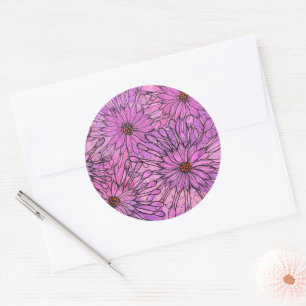 African Daisy Cape Daisies Pink Flowers Floral Art Classic Round Sticker