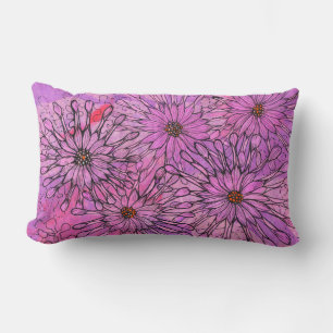 African Daisy Cape Daisies Pink Flowers Floral Art Lumbar Cushion
