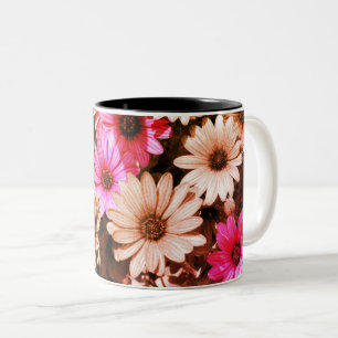 African Daisy Flower Art In Black And White Two-Tone Coffee Mug