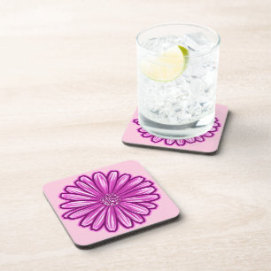 African Daisy Flower, Realistic Illustration Coaster