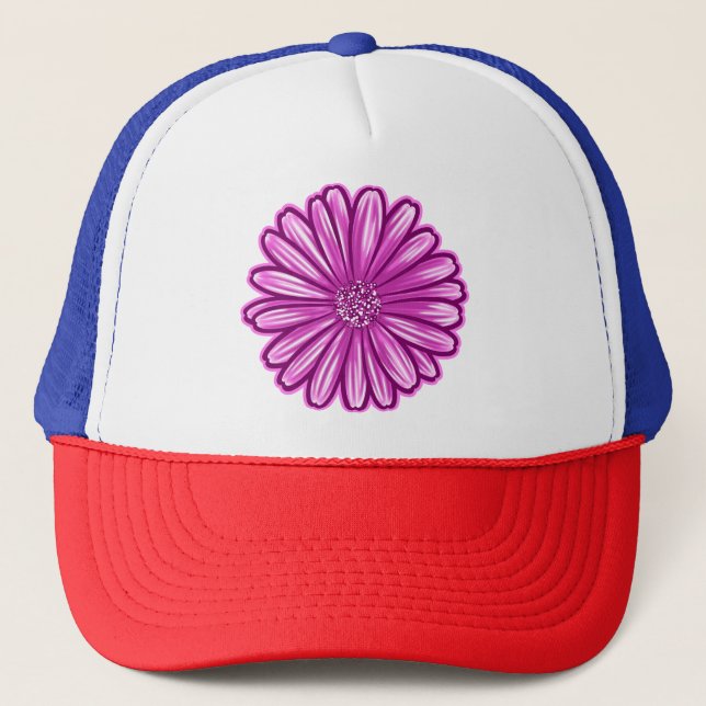 African Daisy Flower, Realistic Illustration Trucker Hat (Front)