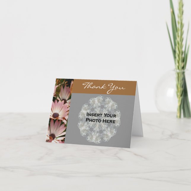 African Daisy Flower Wedding Photo  Thank You Card (Front)
