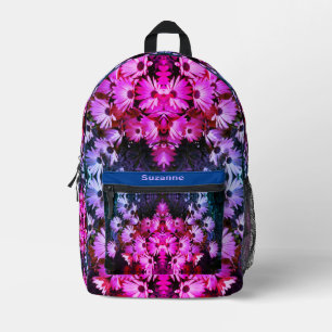 African Daisy Flowers Abstract Tinted Personalised Printed Backpack