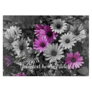 African Daisy Flowers Partial Colour Personalised Cutting Board