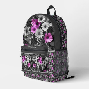 African Daisy Flowers Partial Personalised Printed Backpack