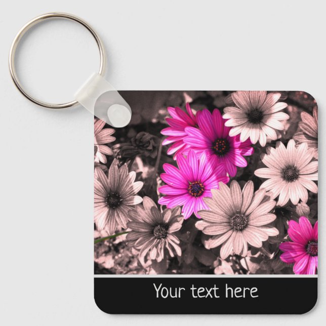 African Daisy Flowers Personalised Key Ring (Front)