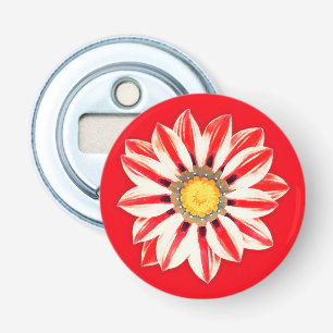 African Daisy / Gazania - Red and White Striped Bottle Opener