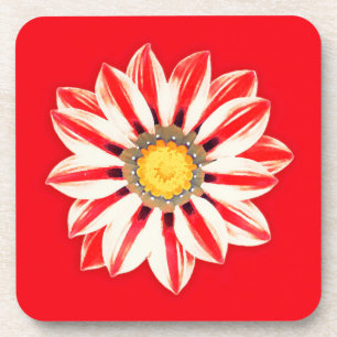 African Daisy / Gazania - Red and White Striped Coaster
