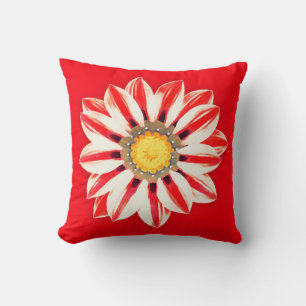 African Daisy / Gazania - Red and White Striped Cushion