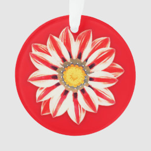 African Daisy / Gazania - Red and White Striped Ornament