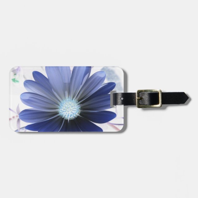African Daisy Glowing Blue Custom Luggage Tag (Front Horizontal)
