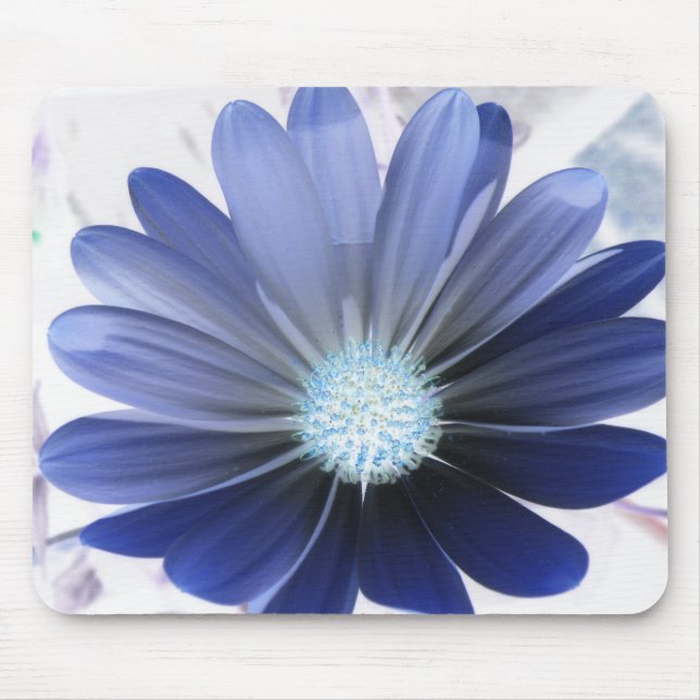 African Daisy Glowing Blue Mousepad (Front)