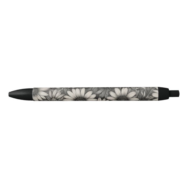 African Daisy grayscale drawing  Black Ink Pen (Front)