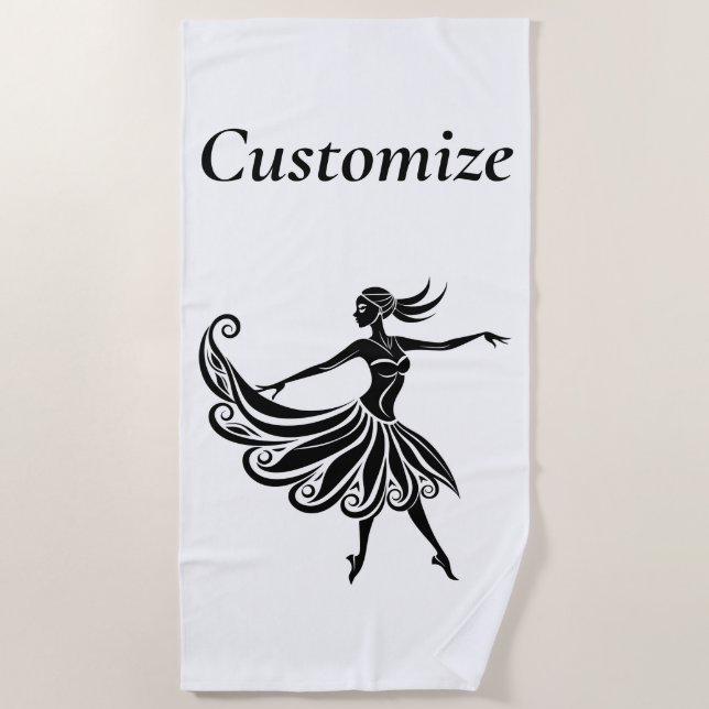 African Dancer Silhouette Art Thunder_Thunder_Cove Beach Towel (Front)