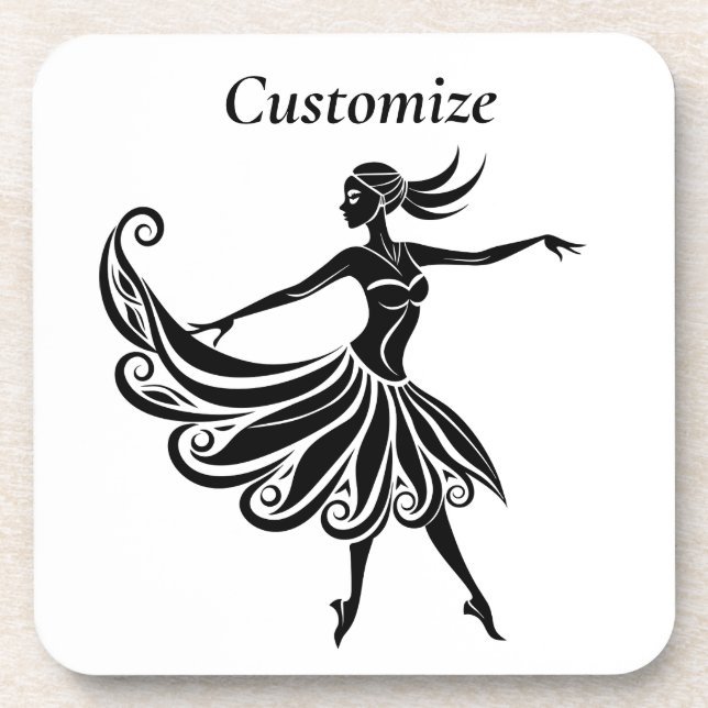 African Dancer Silhouette Art Thunder_Thunder_Cove Coaster (Front)