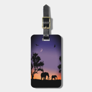 African dawn elephants - luggage tag