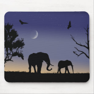 African dawn - elephants mouse pad