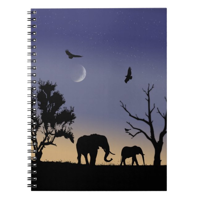 African dawn - elephants notebook (Front)