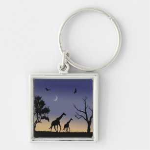African dawn - giraffes key ring