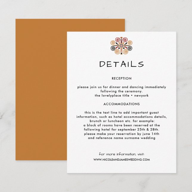 African Decor Wedding Information Guest Enclosure Card (Front/Back)