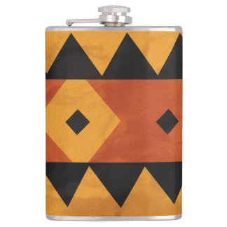 African design background in brown and black hip flask