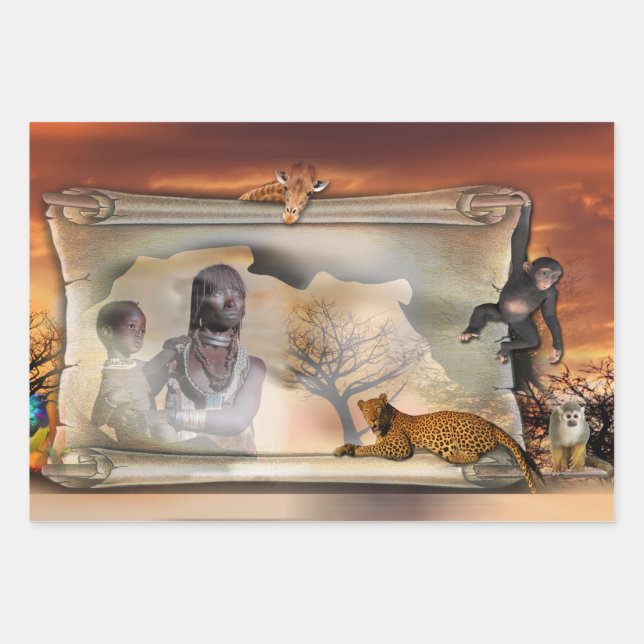 African design suede wristlet wrapping paper sheet (Front)