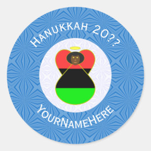 African Diaspora Angel Hanukkah Flag Personalised  Classic Round Sticker