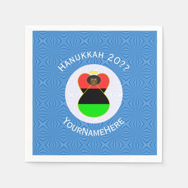 African Diaspora Angel Hanukkah Flag Personalised  Napkin (Front)