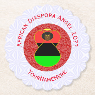 African Diaspora Flag Angel Red Personalised Paper Coaster
