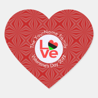 African Diaspora Heart Flag LOVE Red Personalised Sticker