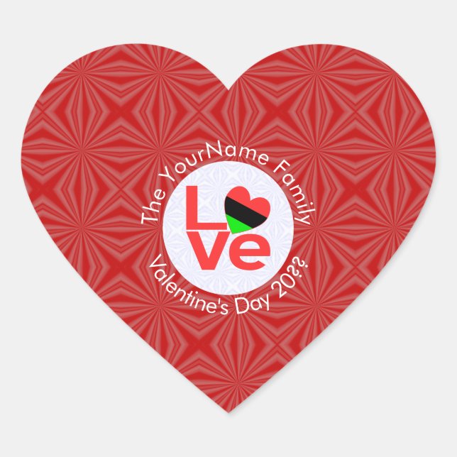 African Diaspora Heart Flag LOVE Red Personalised  Sticker (Front)