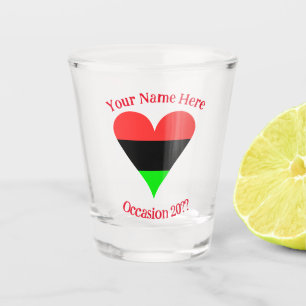 African Diaspora Heart Flag Personalised Text  Shot Glass
